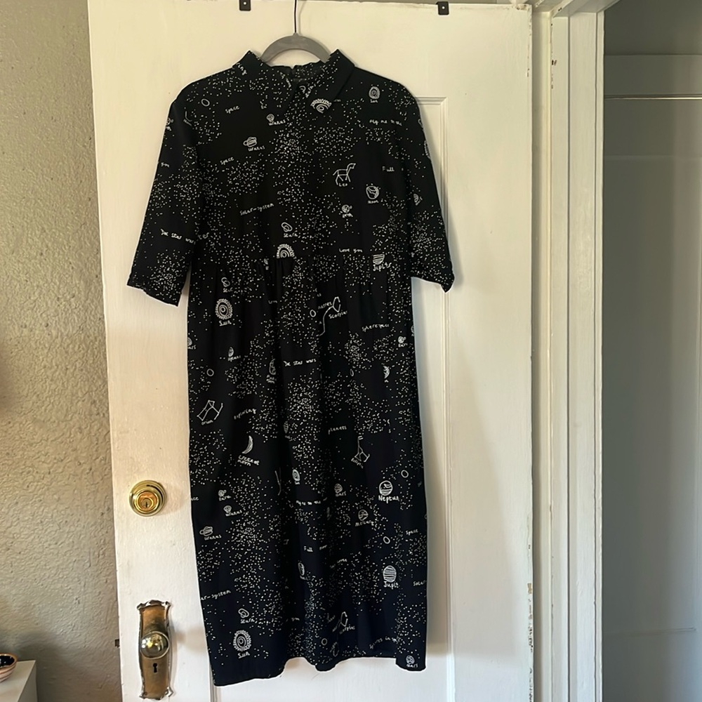 Beau Loves Grown Up goth Miss Frizzle dress in galaxy print, size medium